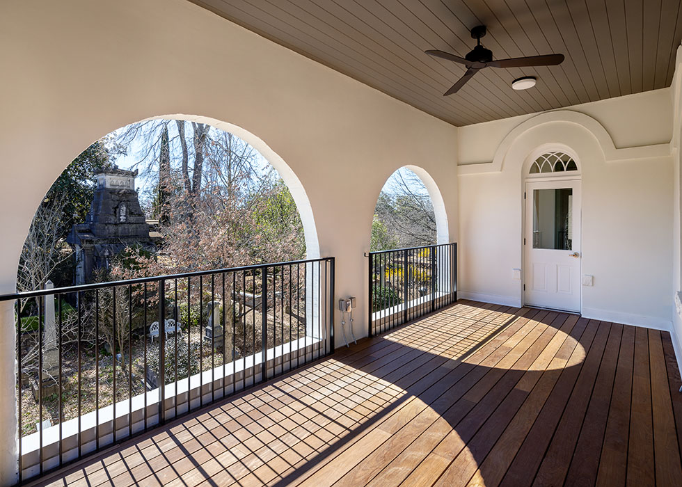 The Oakland Bell Tower south porch. Photo courtesy of w. scott chester photography.
